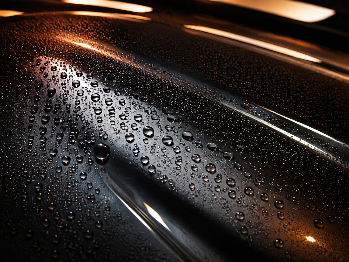 Hydrophobic water beading on professionally detailed paint